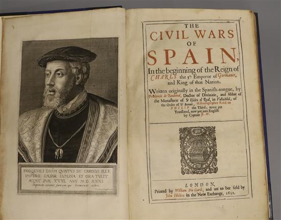 Sandoval, Prudencio de - The Civil Wars of Spain, 1st edition in English, folio, rebound blue morocco, with